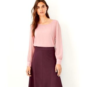 ANN TAYLOR Boatneck Blush Blouse